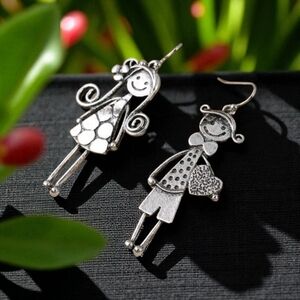 Charming Silver Style Boy & Girl Earrings‎